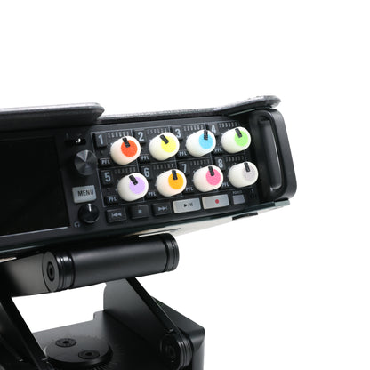 Control panel with colorful buttons on a white background