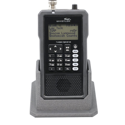 Drop-In Angled Desk Stand For Whistler TRX-1 Radio Scanner w/Rubber Case